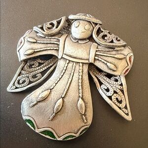 🖤Folk Art Metal Angel Brooch🖤